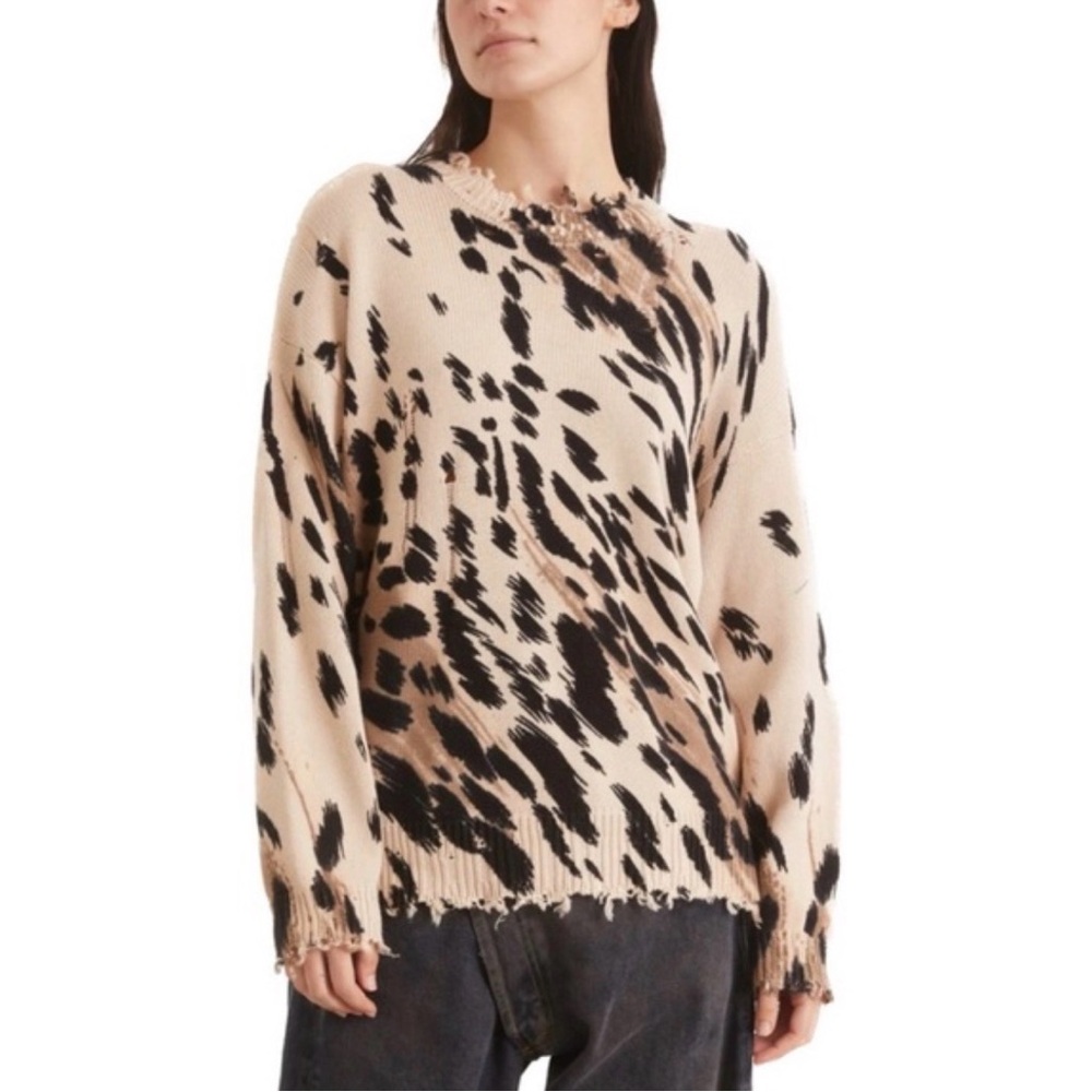R13 cheetah oversized distressed sweater size M
